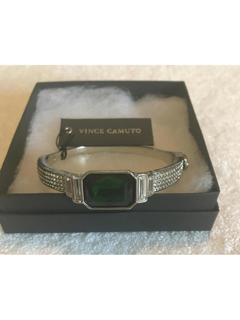 Vince Camuto Bangle Bracelet . Green Stone With Rhinestones. New
